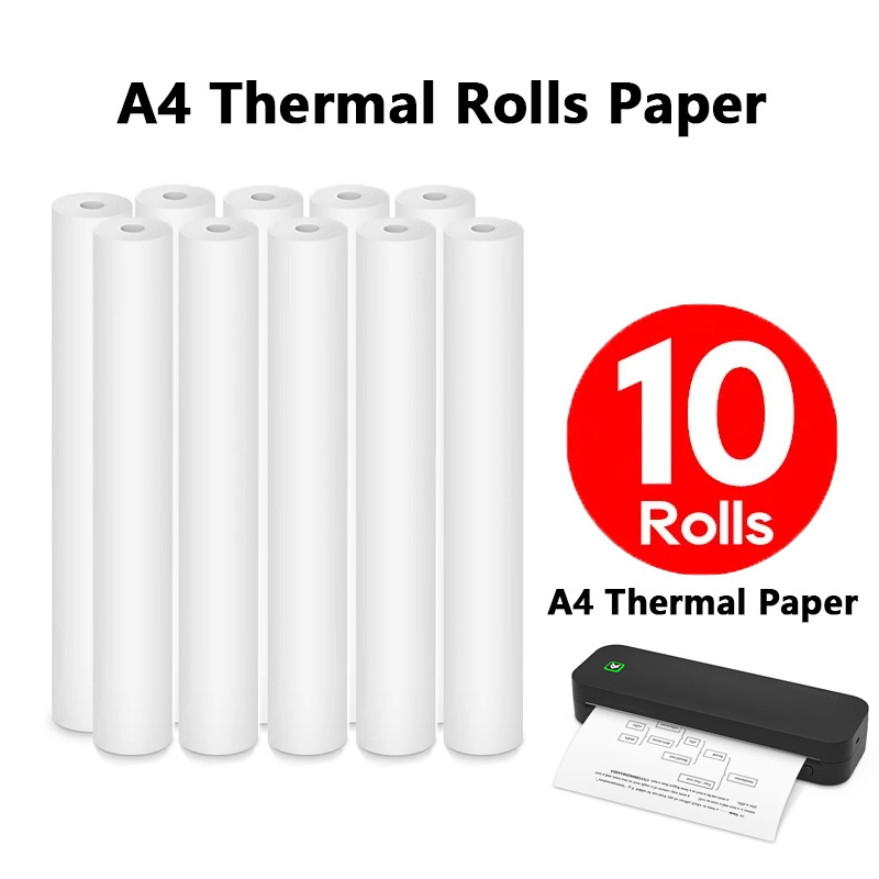 Commercial Document Printing - A4 감열지 롤 1/2/4/10롤 문서/시험지/사무실/가정용 A40/M08F/X8